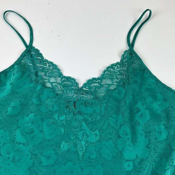 VICTORIA'S Secret Chemise Green Damask Slip Negligee - Picture 5 of 8